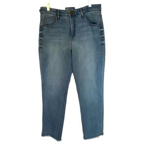 Democracy Ab Solution Fray Hem Medium Wash Straight Jeans Sz 10